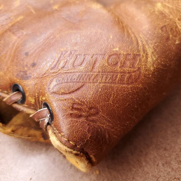 VTG 1940s Hutch #52 Ted Williams Split-Finger Baseball Glove, Hand-Tailored Pad - Picture 8 of 10